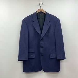Men's Gucci Herringbone Plaid 100% Wool Single Breasted Blazer Jacket Blue 54R